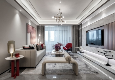 128㎡秋水映月，現(xiàn)代中式風(fēng)格。